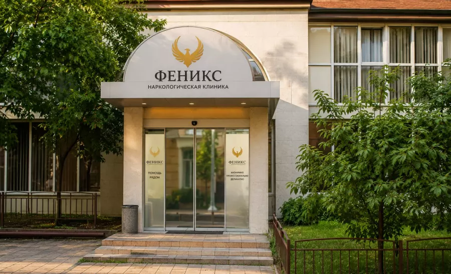 Вход в наркологическую клинику «Феникс» в Подольске